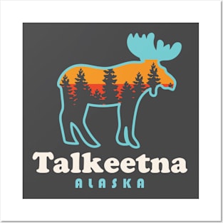 Talkeetna Alaska Moose Retro Outdoors Posters and Art